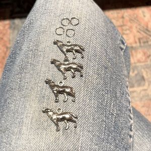 Howling Wolf Charms. Lot of 4 Pewter